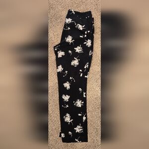 Faded Glory Chic Black Pants with White Floral Design